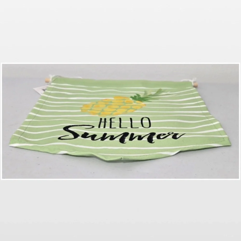 New Room&Retreat Home Canvas Art Hello Summer Pineapple Green Hanging Décor NWT